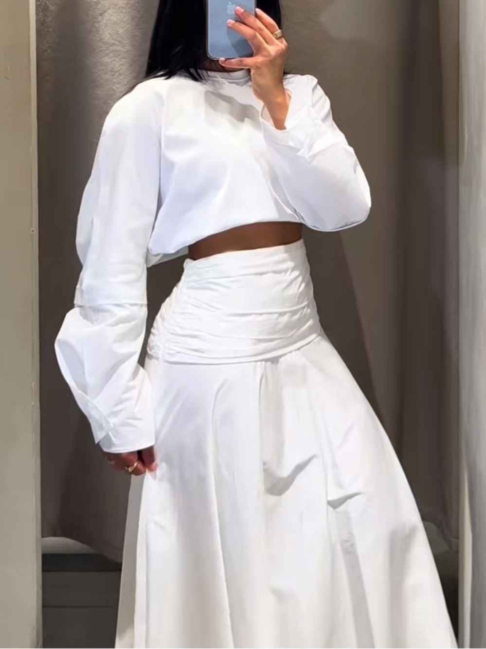 Zara NWT white voluminous midi skirt